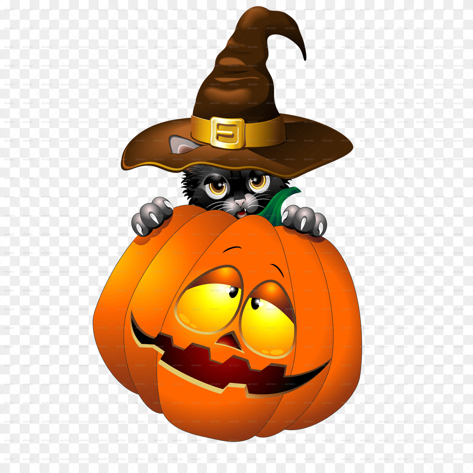Pumpkin And Cat Vector, Food, Plant, Produce, Vegetable Png Image