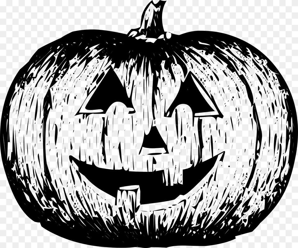 Pumpkin Black And White Transparent Jack O Lantern, Gray Png Image