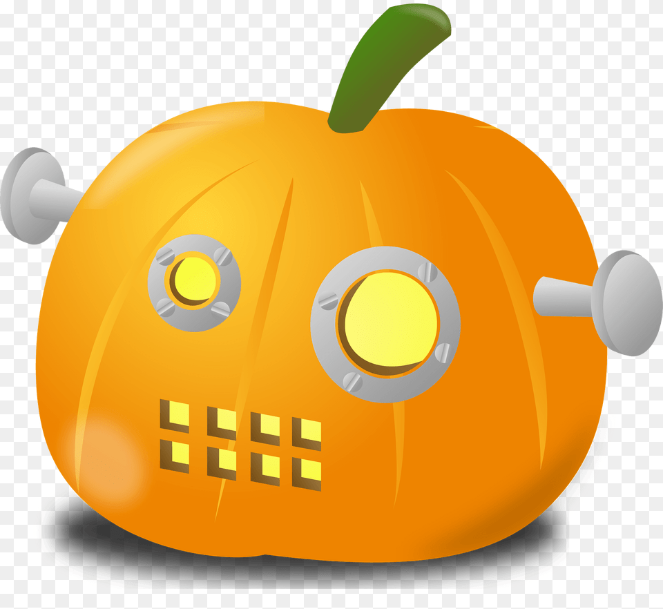 Pumpkin Carved As A Robot Clipart, Food, Plant, Produce, Vegetable Free Png