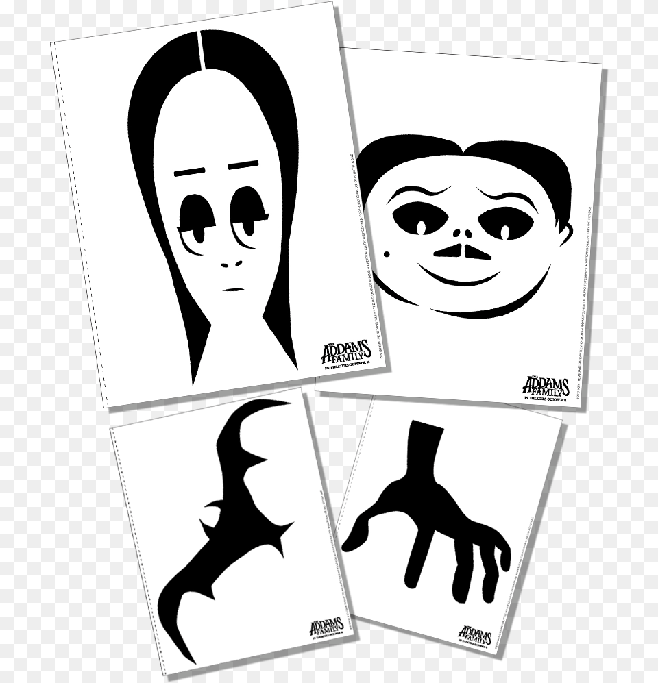 Pumpkin Carving Ideas Addams Family, Stencil, Head, Face, Person Png