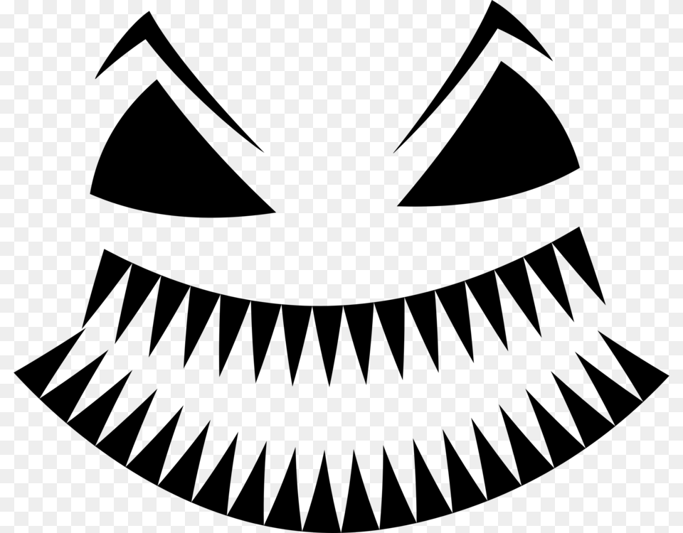 Pumpkin Carving Scary Face, Gray Free Png
