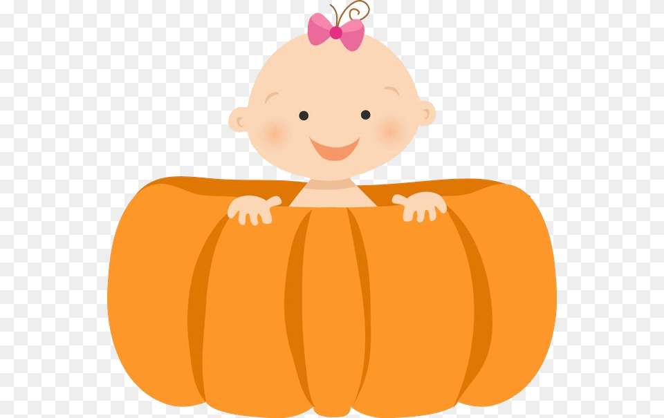 Pumpkin Clipart Baby Girl Free On Transparent Pumpkin Baby Shower Clipart, Food, Plant, Produce, Vegetable Png
