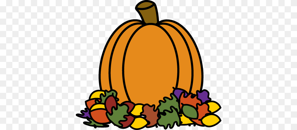 Pumpkin In Autumn Leaves 471 X 420 Bytes Clip Art Pumpkins And Leaves, Food, Plant, Produce, Vegetable Free Transparent Png