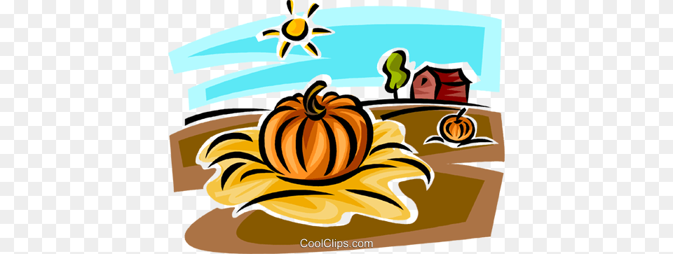 Pumpkin In Farmers Field Royalty Vector Clip Art Illustration, Vegetable, Produce, Plant, Food Free Transparent Png