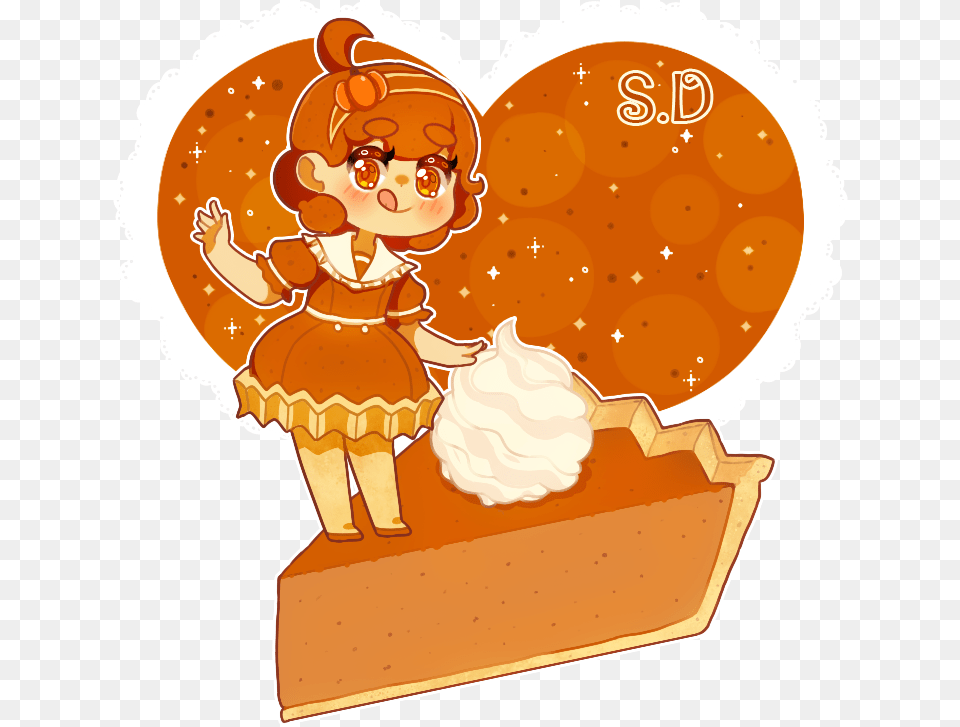 Pumpkin Pie By Vocalo Pumpkin Pie Chibi, Cream, Dessert, Food, Ice Cream Free Transparent Png