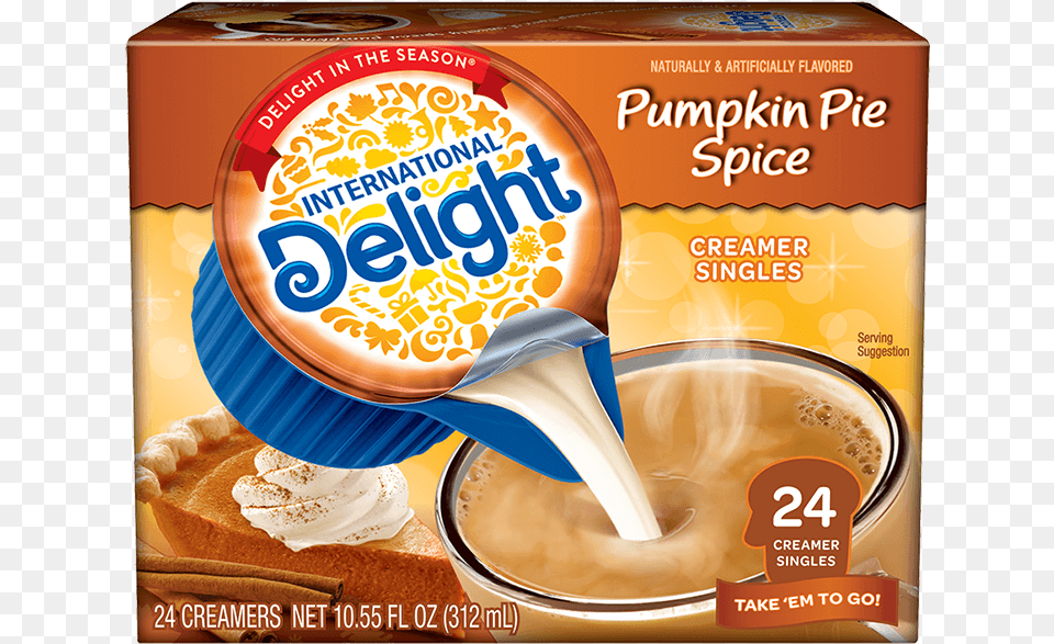 Pumpkin Pie Spice Coffee Creamer Singles International Delight Sugar French Vanilla Mini, Advertisement, Cup, Beverage, Coffee Cup Free Transparent Png