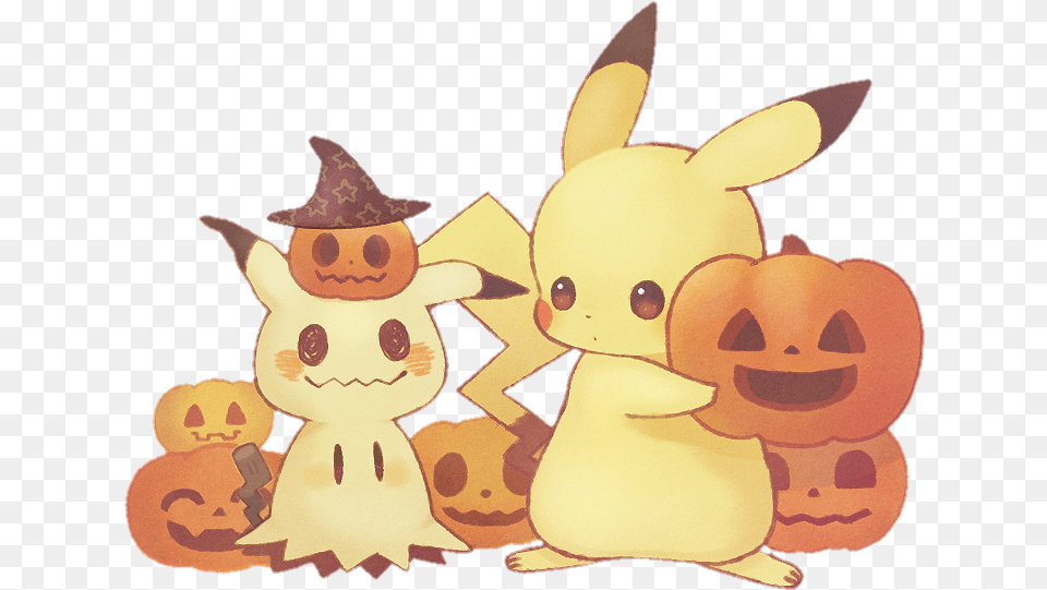 Pumpkin Pokemon Pikachu Mimikyu Halloween Handpainted Pikachu And Mimikyu Png Image