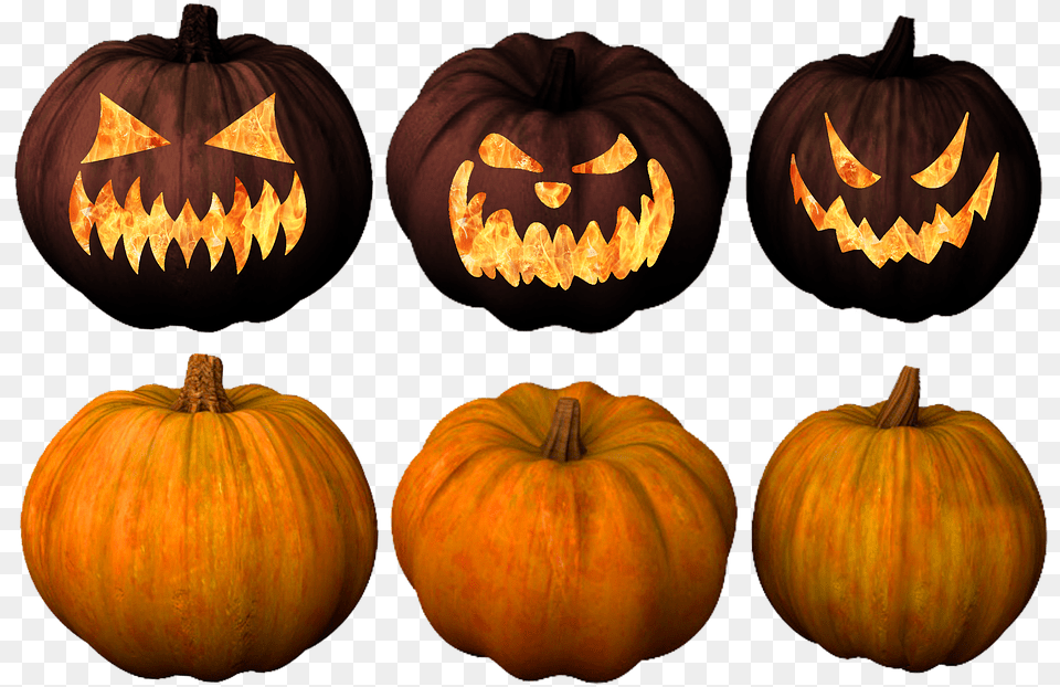 Pumpkin Pumpkins Jack O Lantern Jack O Lantern Dibujo De Calabaza Macabra, Food, Plant, Produce, Vegetable Png Image