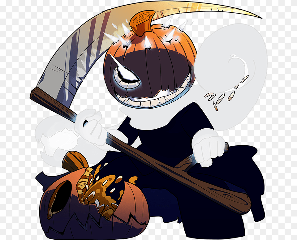 Pumpkin Reaper Strawberry Monk Black And White Jack O Lantern Anime, Book, Comics, Publication, Person Free Png Download