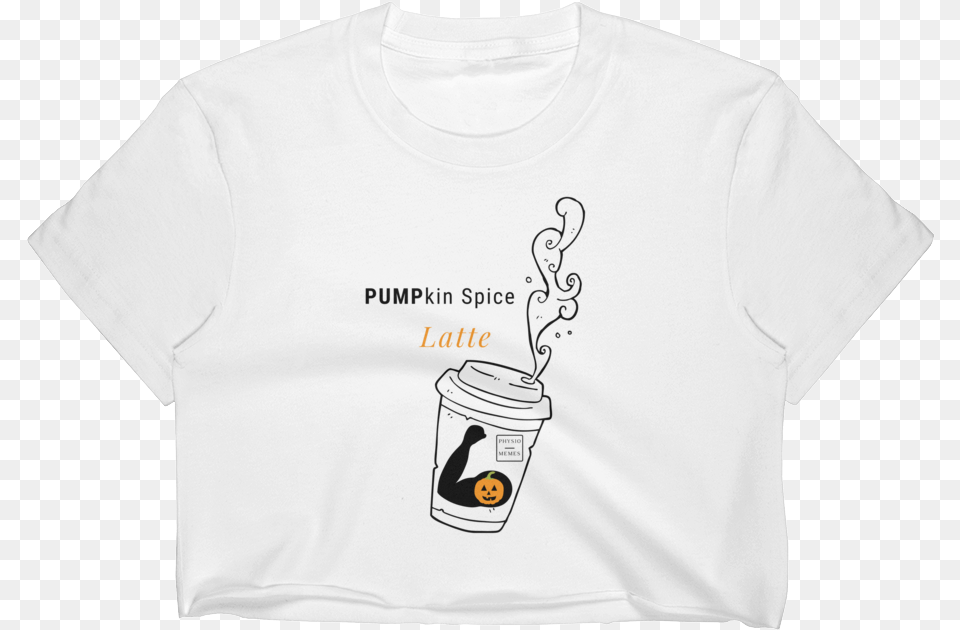 Pumpkin Spice Latte Crop Top Cartoon, Clothing, T-shirt, Cutlery, Shirt Png Image