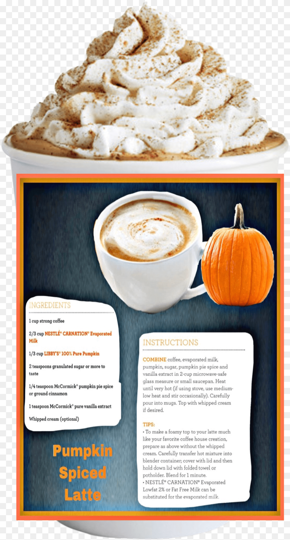 Pumpkin Spice Latte Recipe Starbucks Coffee Transparent Background, Whipped Cream, Food, Cream, Cup Free Png