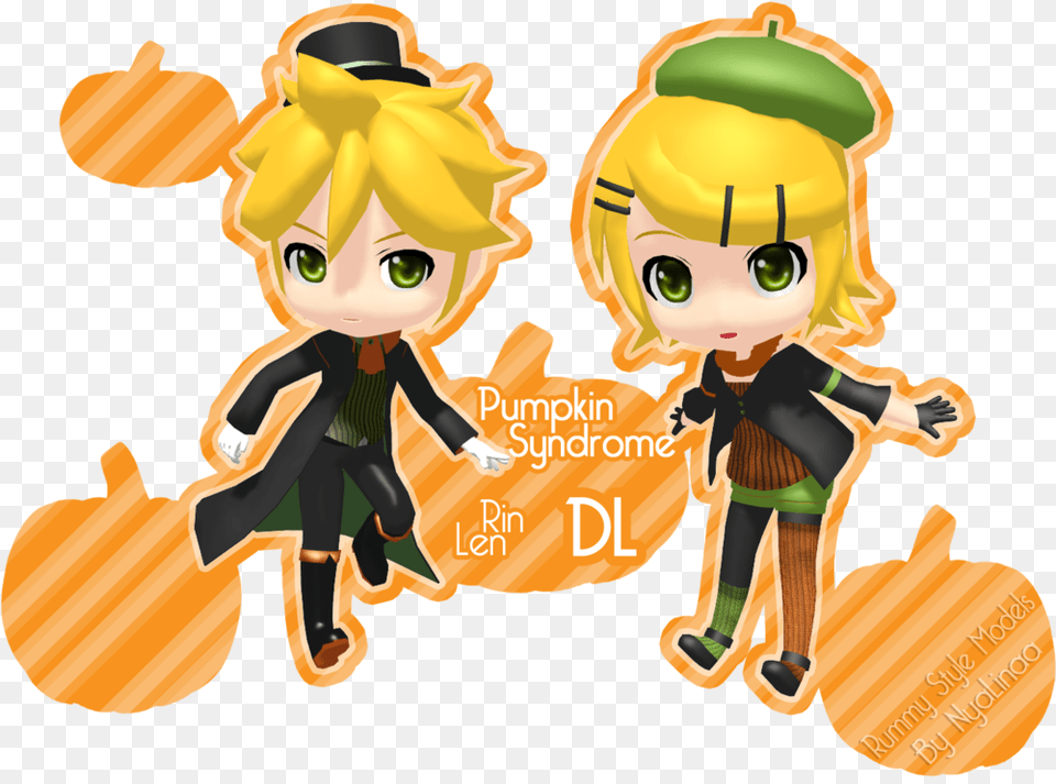 Pumpkin Syndrome Rin And Len By Nyalinaa Cartoon, Baby, Person, Face, Head Png Image