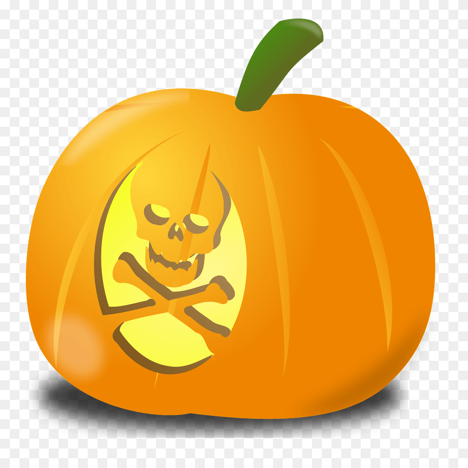 Pumpkin With Skull Carving Clipart, Food, Plant, Produce, Vegetable Free Png