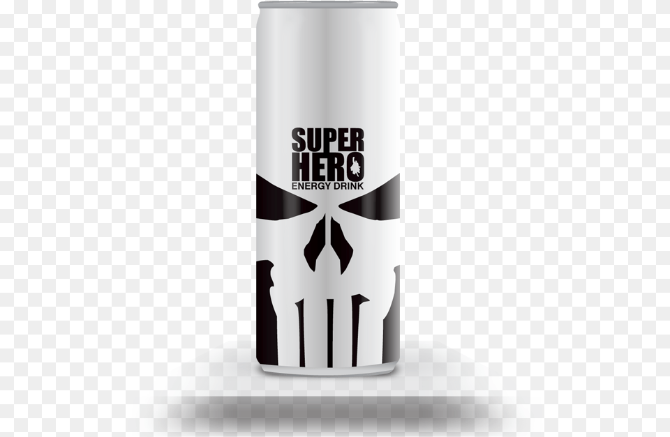Punisher Skull Energy Drink White Can, Tin, Bottle, Shaker Png Image