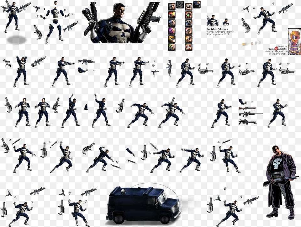 Punisher Sprites, Adult, Male, Man, Person Free Png Download