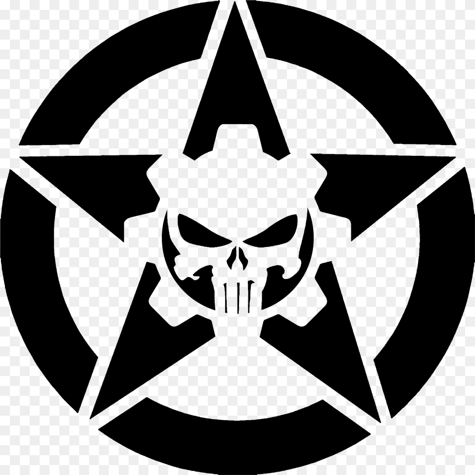 Punisher Star Hood Decal, Gray Free Transparent Png