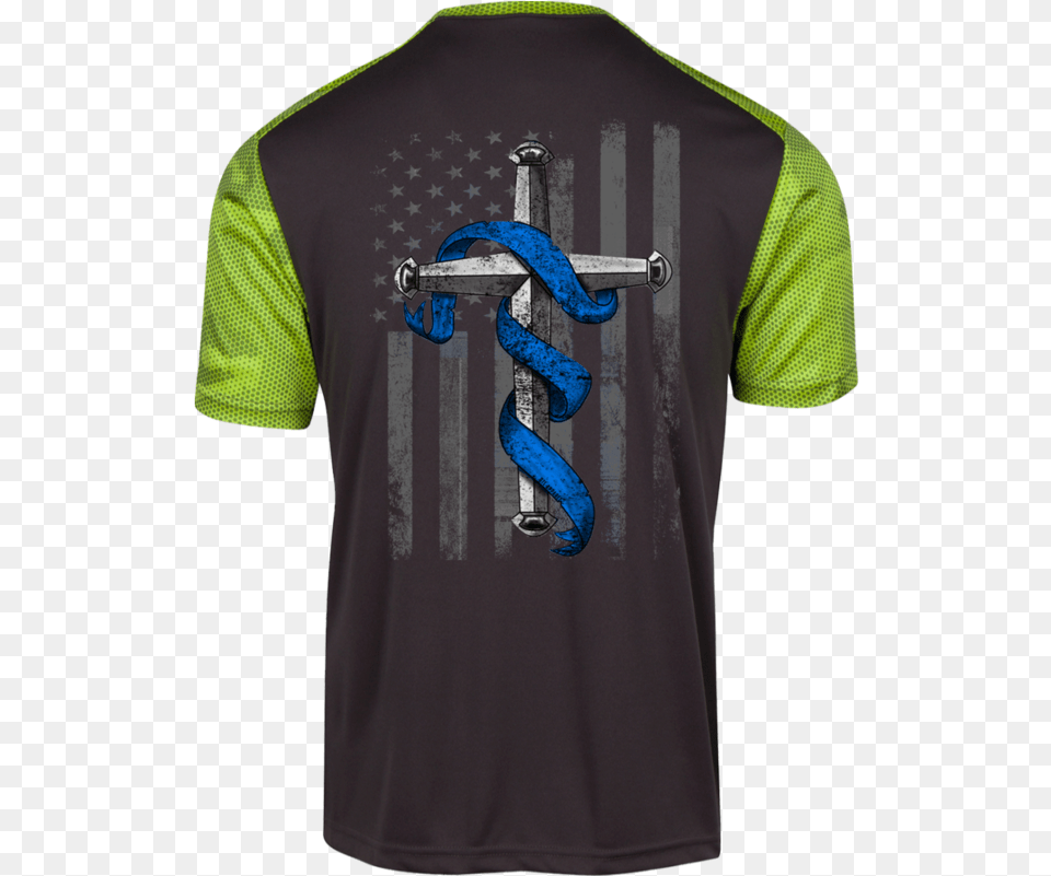 Punisher Thin Blue Line Cross Flag Athletic Shirt Polo Shirt, Clothing, T-shirt, Person, Symbol Free Transparent Png