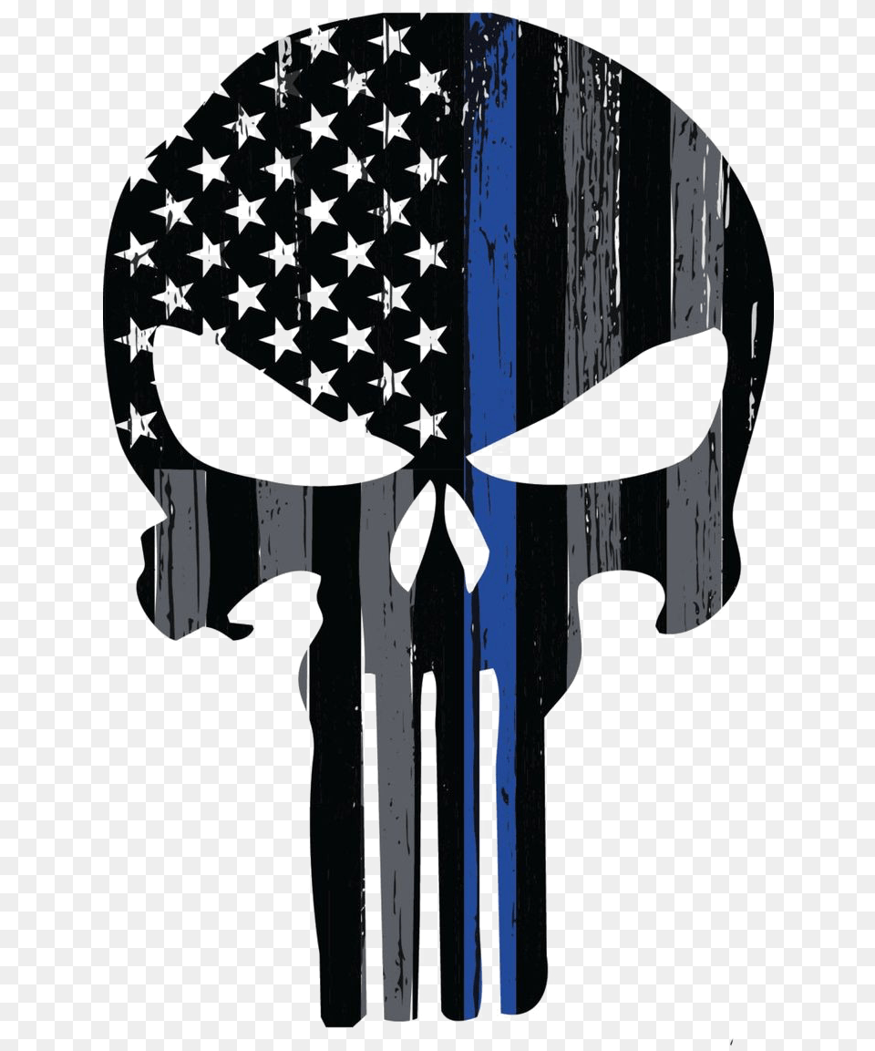 Punisher Image Blue Line Punisher Skull, Cross, Symbol, Crowd, Person Free Transparent Png