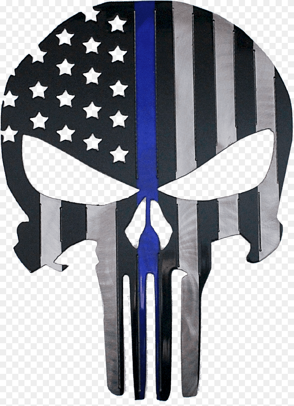 Punisher With Blue Line American Flag Metal Rebel And American Flag Punisher Skull Free Png Download