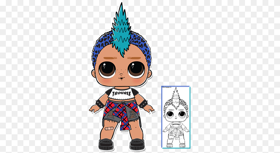 Punk Boi Series L O L Surprise Doll Coloring, Book, Comics, Publication, Baby Png