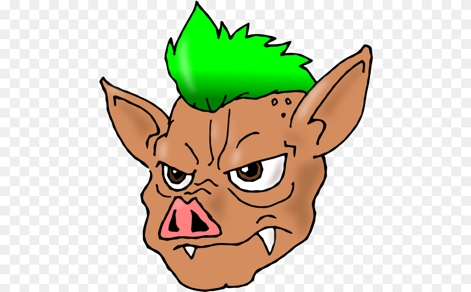 Punk Pig Clip Arts For Web Clip Arts Backgrounds Pig With Green Hair, Baby, Person, Face, Head Free Png