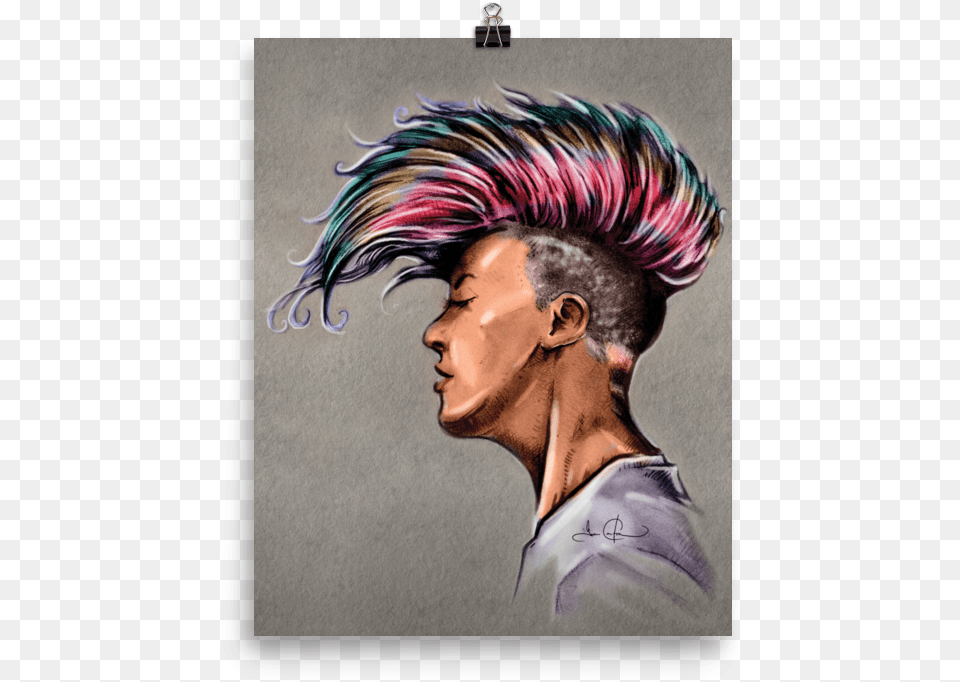 Punk Rock Colorful Girl Poster Punk Rock, Adult, Man, Male, Person Png