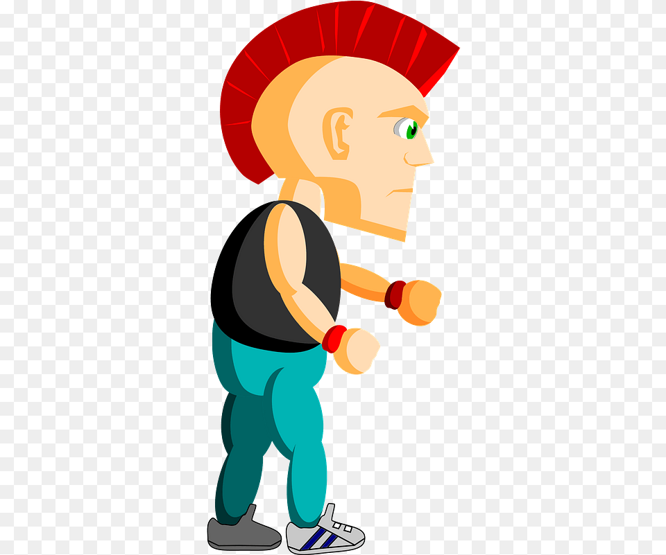 Punk With A Red Mohawk Clipart Punk Run Animation, People, Person, Baby, Juggling Free Png Download