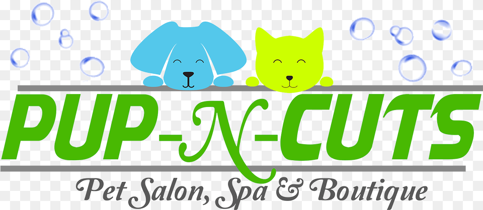 Pup N Cuts Logo Cartoon, Green, Animal, Cat, Mammal Free Png