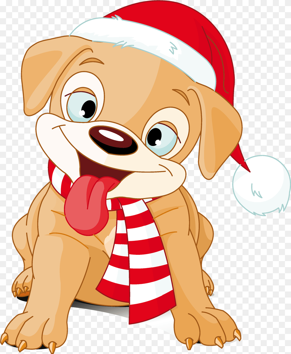 Puppy Clipart Merry Christmas Vector Library Stock Clipart Clip Art Christmas Dog, Animal, Baby, Canine, Mammal Free Png Download