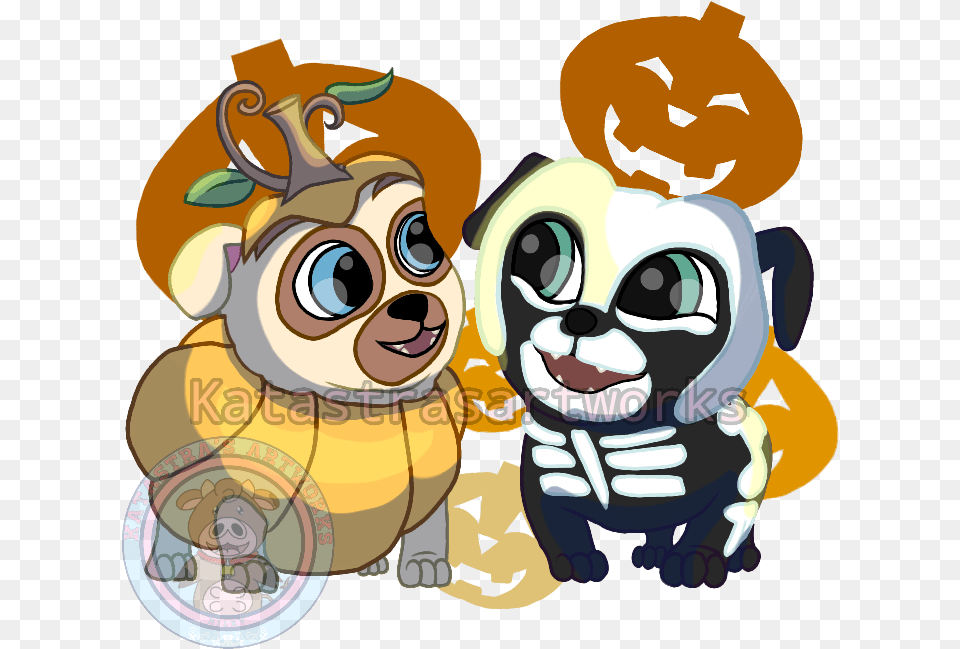 Puppy Dog Pals Halloween Puppy Dog Pals Pugs Clipart, Baby, Person, Face, Head Png Image