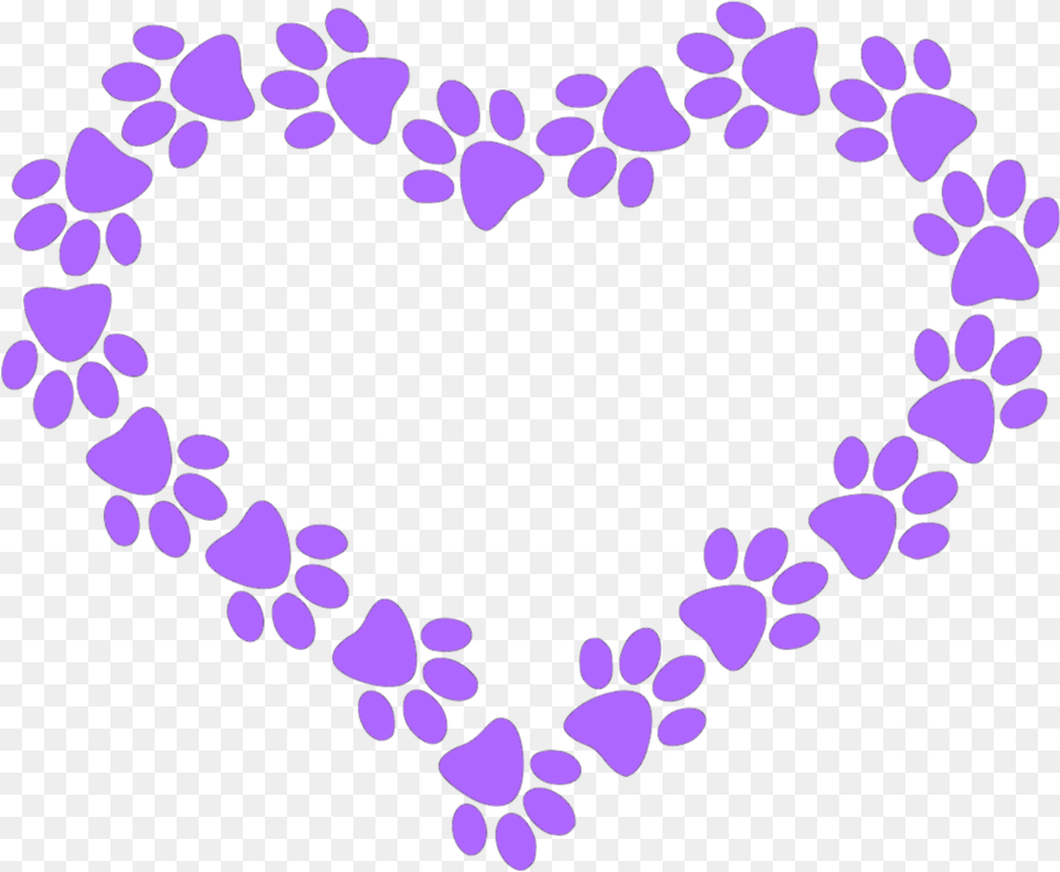 Puppylove Heart Pawprint Sticker, Purple, Pattern Png