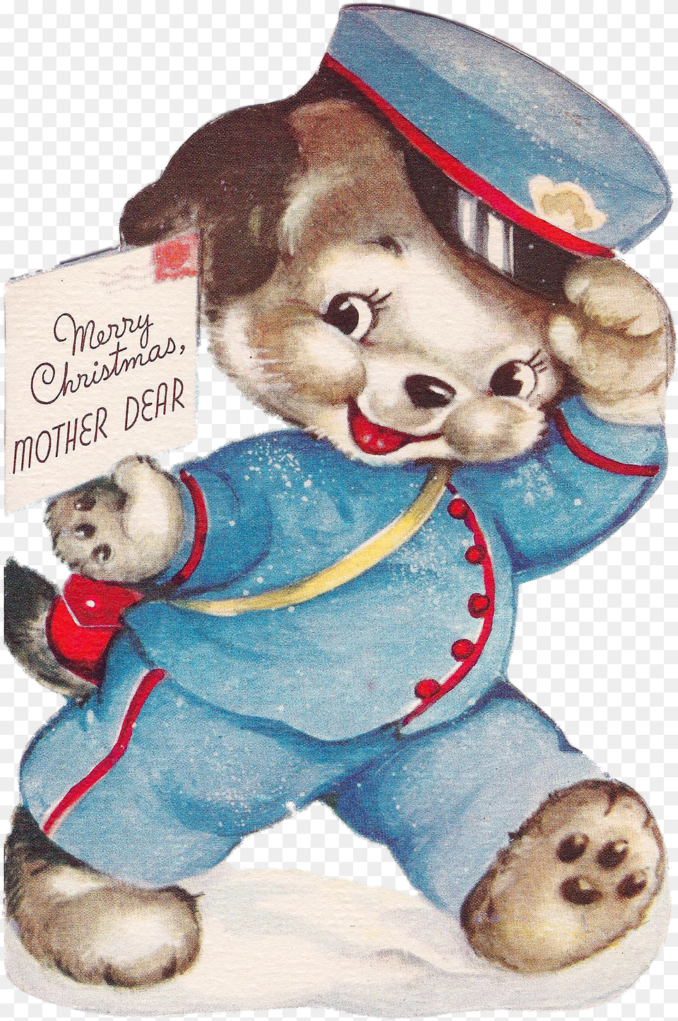 Puppymailmanpng Vintage Family Christmas Cards Teddy Bear, Bread, Food, Animal, Teddy Bear Free Png