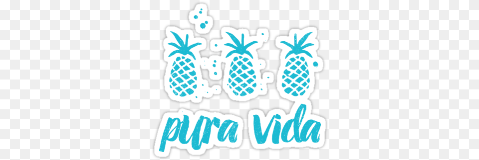 Pura Vida Pineapples In Blue Sticker Blue Pura Vida Sticker, Food, Fruit, Pineapple, Plant Free Png Download