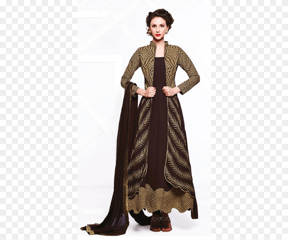 Pure Faux Georgette In Black Long Anarkali Dress Panache Anarkali Salwar Suit, Clothing, Long Sleeve, Gown, Formal Wear Free Png Download