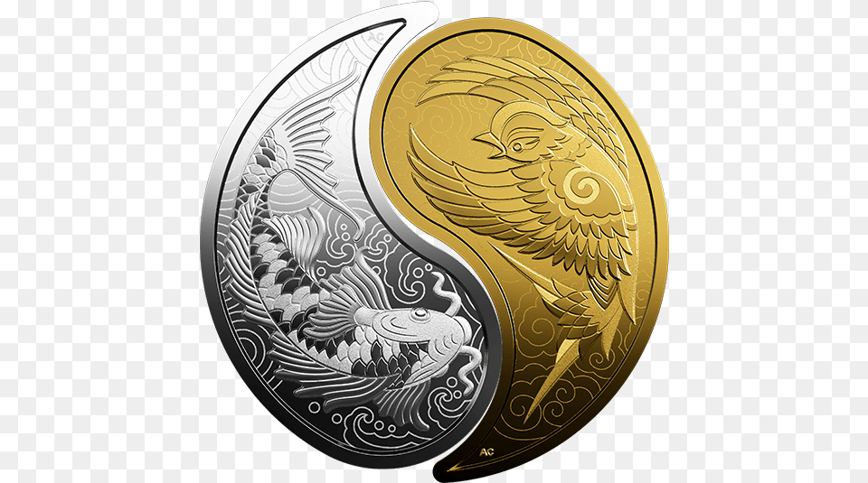 Pure Gold And Silver Yin Yang Coins Mintage 288 2019 Silver Gold Coin Free Png Download
