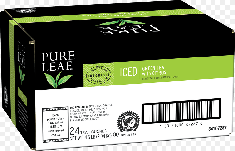 Pure Leaf Iced Loose Tea Pouch Green With Citrus Unilever Food Solutions Pure Leaf Black Peach Tea, Herbal, Herbs, Plant, Box Png Image