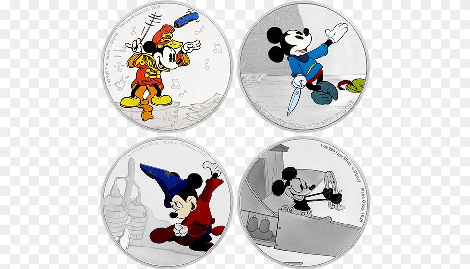 Pure Silver 4 Coin Subscription 2016 Mickey Through The Ages Brave Little Tailor, Book, Comics, Publication, Baby Png