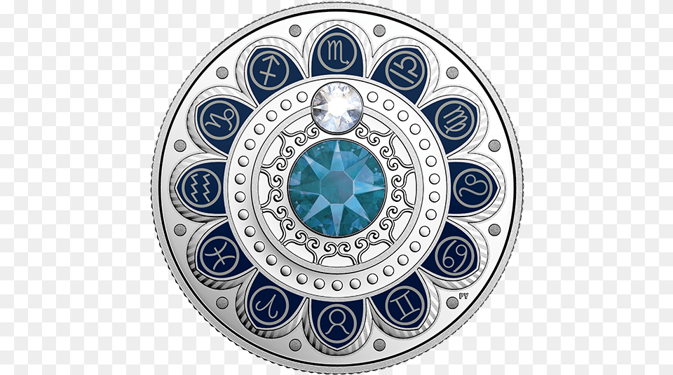Pure Silver Coin Made With Swarovski Crystals Fine Silver Coin Zodiac Series Swarovski, Accessories, Jewelry, Gemstone Free Png