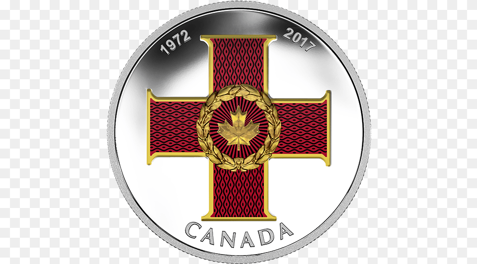 Pure Silver Coloured Coin 2017 Fine Silver 20 Dollar Coin Canadian Honours, Cross, Symbol, Logo, Disk Png