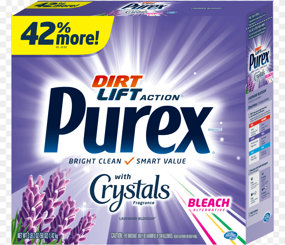 Purex Bleach Alternative Lavender Blossom Scent 50 Purex Laundry Detergent Powder Crystals With Bleach, Advertisement, Poster Free Png