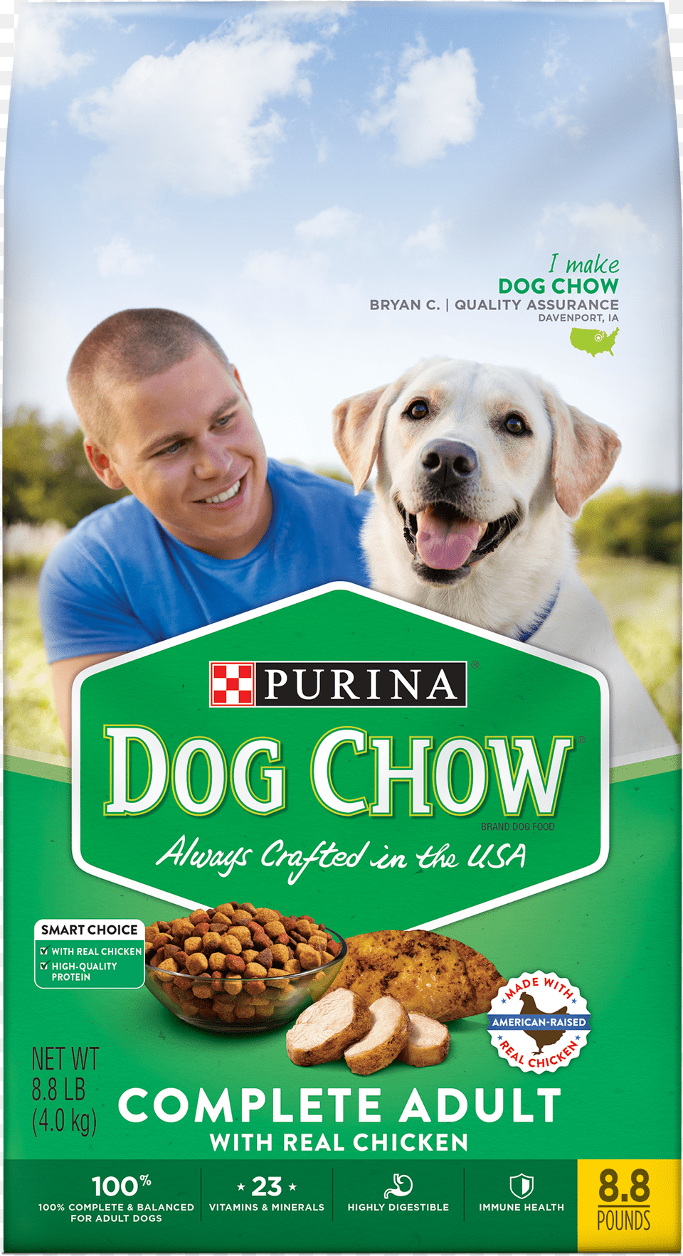 Purina Dog Chow Complete With Real Chicken Adult Dry, Poster, Advertisement, Male, Person Free Transparent Png