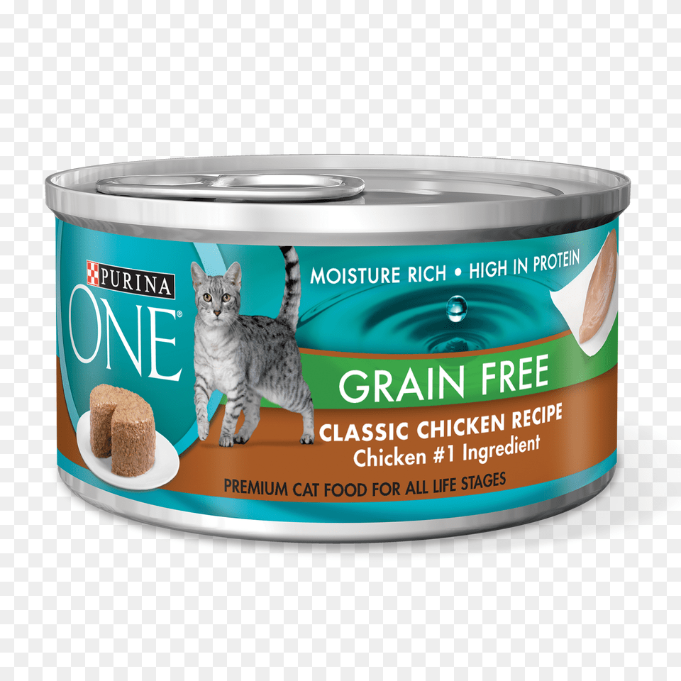 Purina One Grain Free Classic Pate Chicken Recipe Wet Cat Food, Aluminium, Tin, Canned Goods, Can Png Image
