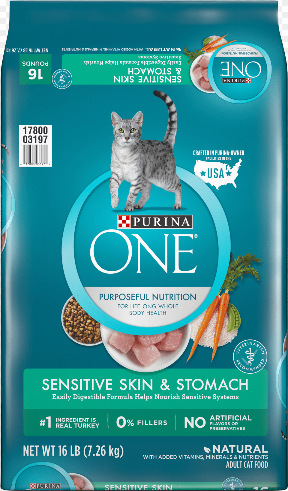 Purina One Sensitive Stomach Amp Skin Natural Dry Cat Purina One Cat Food, Advertisement, Poster, Animal, Mammal Free Png Download