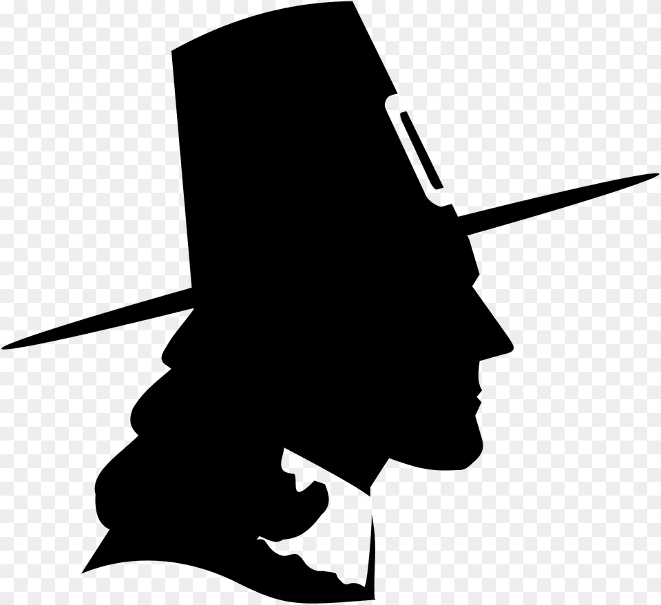 Puritan Profile Stencil Silhouette, Clothing, Hat, People, Person Png Image