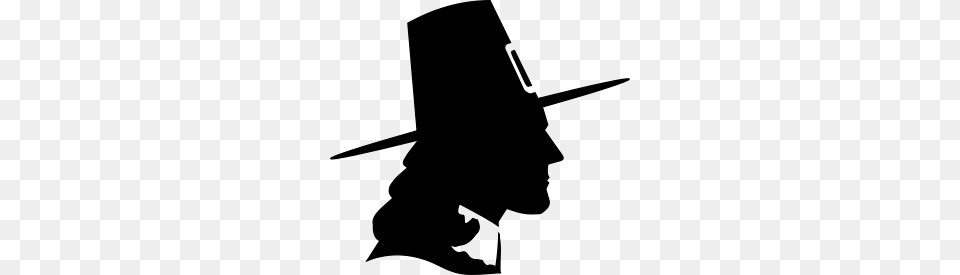 Puritan Silhouette Profile Dingbat, Gray Png