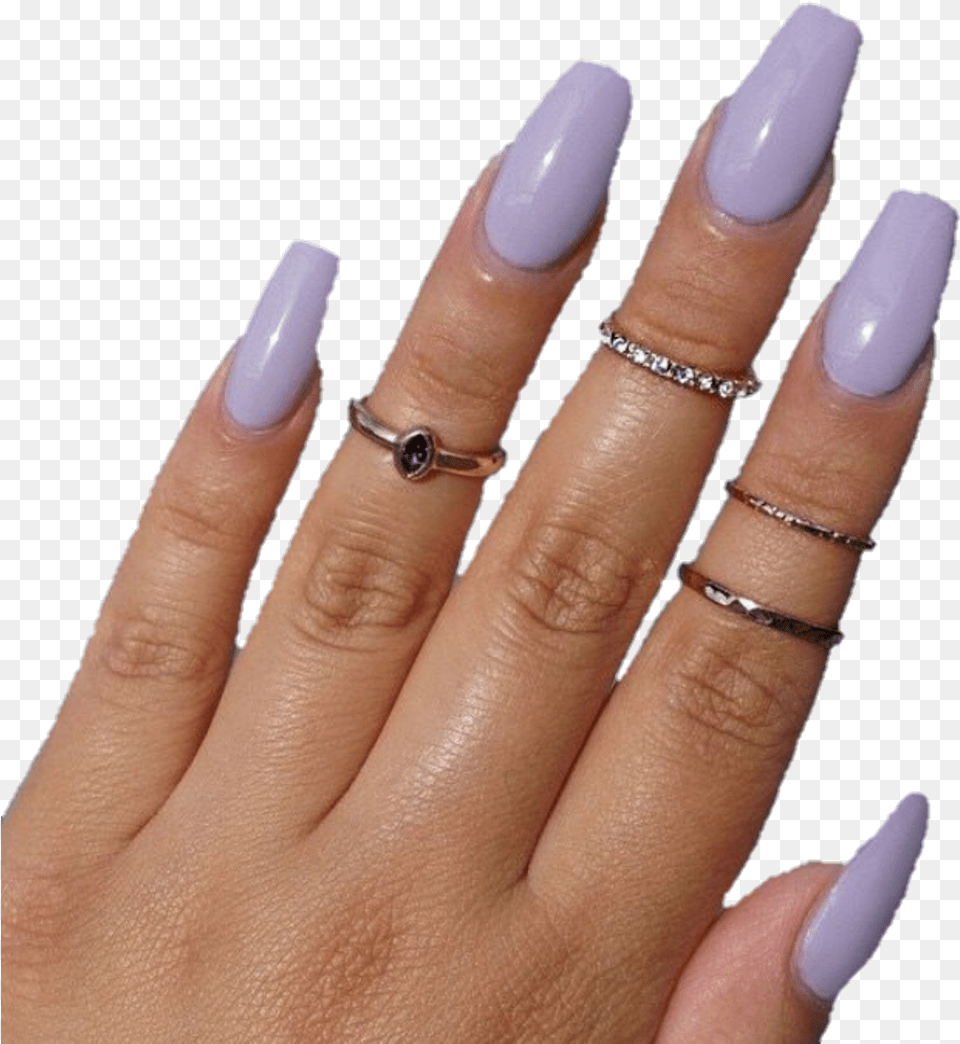 Purple Acrylic Acrylicnails Nailscute Aesthetic, Body Part, Finger, Hand, Person Free Png Download