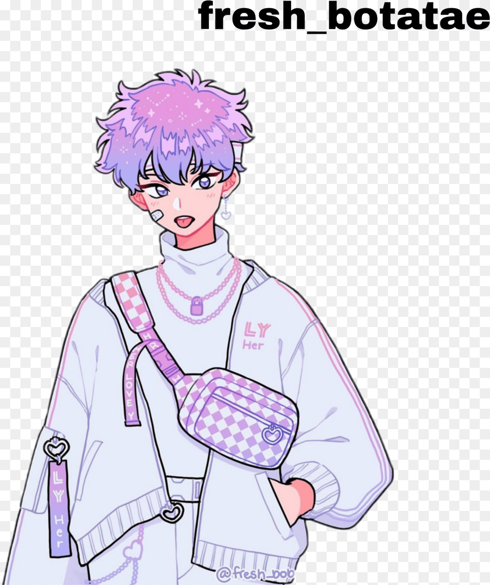 Purple Aesthetic Anime Boy Purple Anime Aesthetic Pfp, Adult, Person, Man, Male Png Image