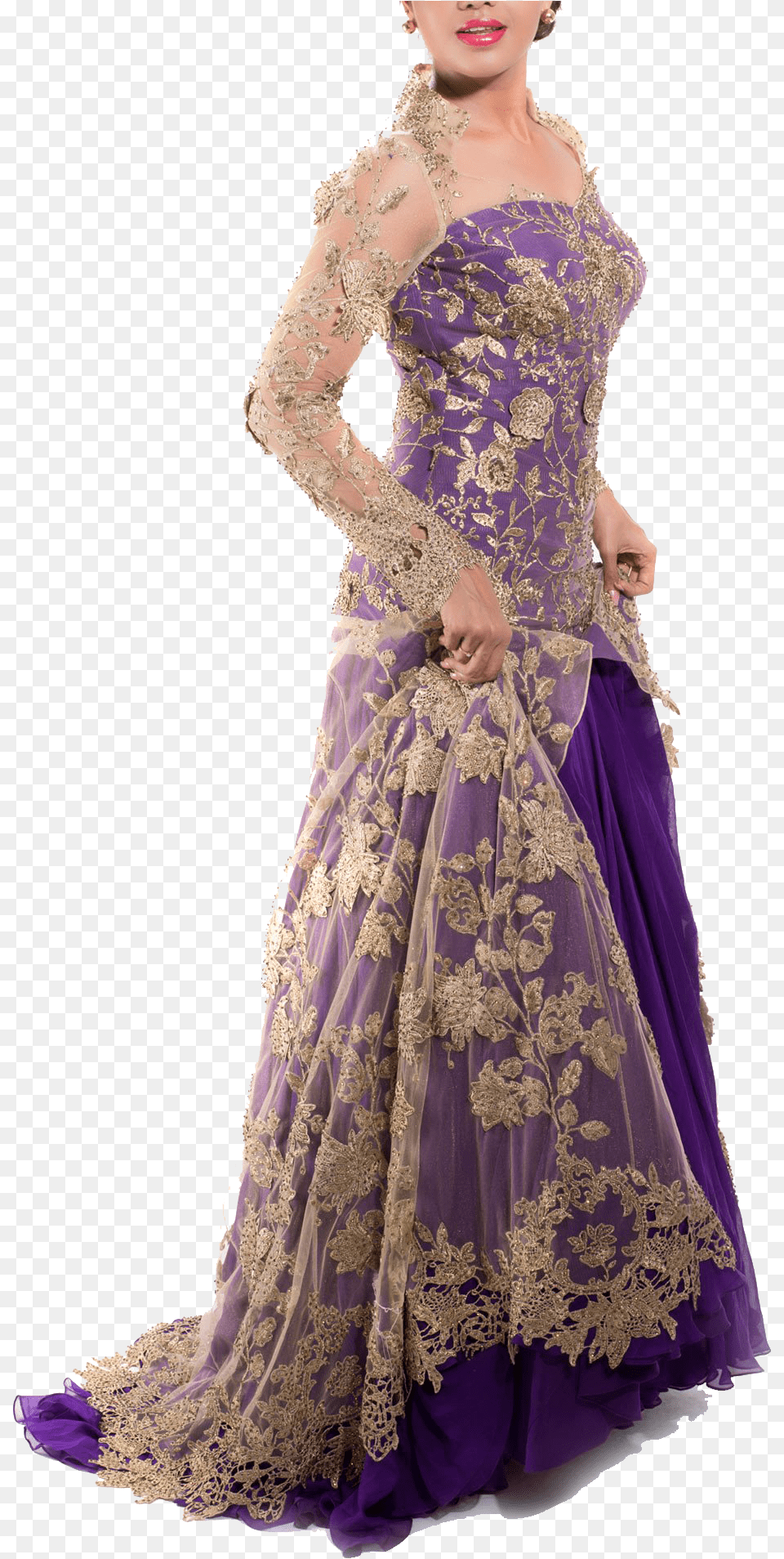 Purple Amp Gold Bridal Gown, Wedding Gown, Clothing, Dress, Evening Dress Png Image