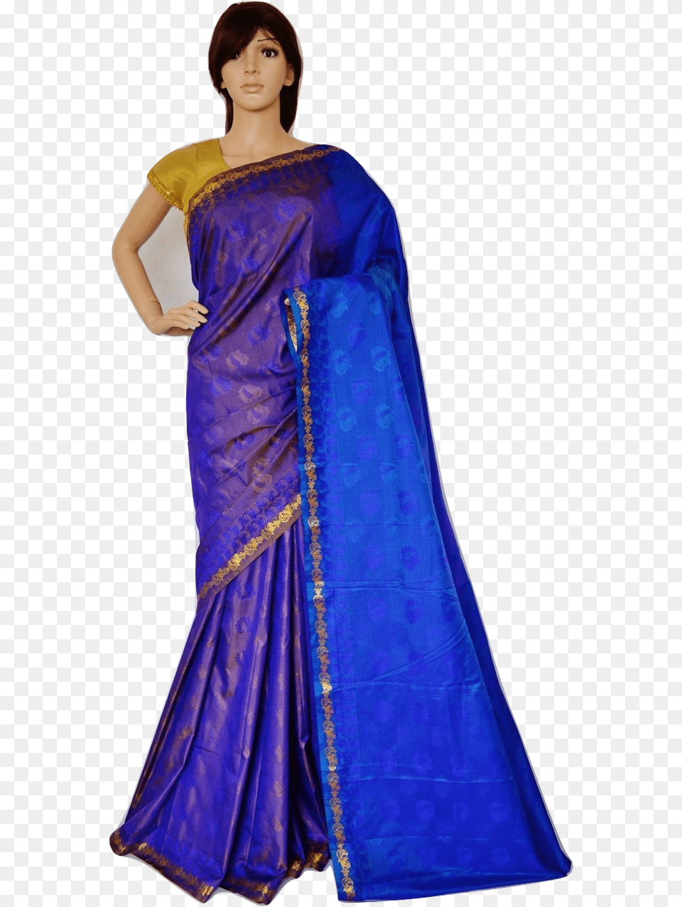 Purple Amp Gold Colour Kanchipuram Silk Saree Gold Purple Kanchipuram Silk Sarees, Adult, Person, Woman, Female Free Png