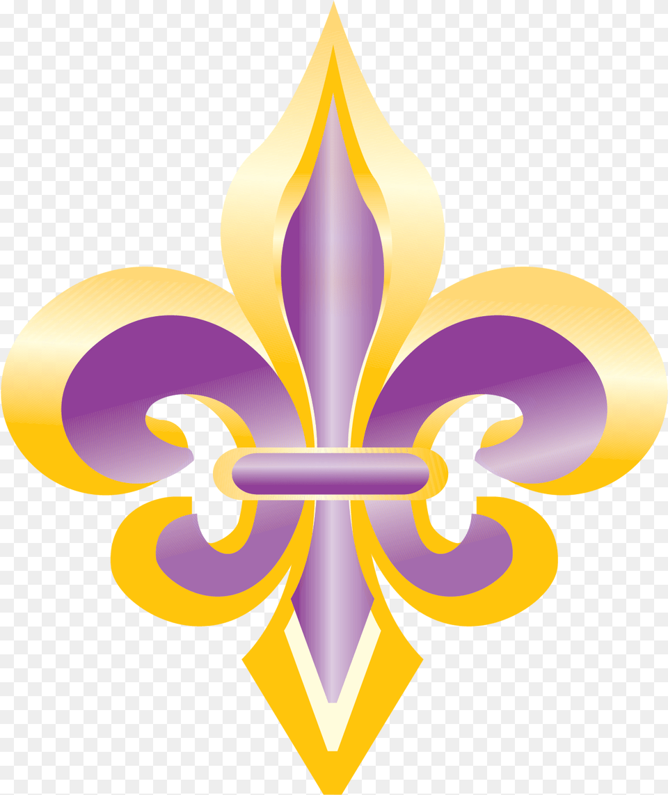Purple And Gold Fleur De Lis Clip Art, Symbol, Emblem Png Image
